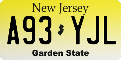 NJ license plate A93YJL