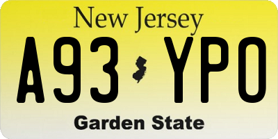 NJ license plate A93YPO