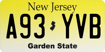 NJ license plate A93YVB