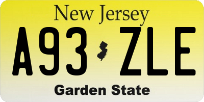 NJ license plate A93ZLE