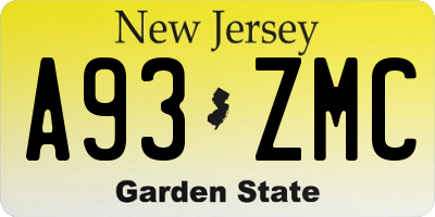 NJ license plate A93ZMC