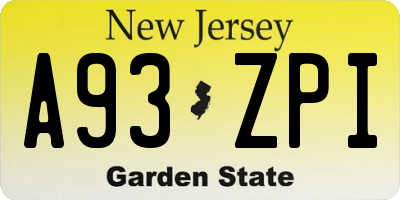 NJ license plate A93ZPI