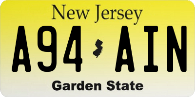 NJ license plate A94AIN