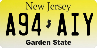 NJ license plate A94AIY