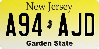 NJ license plate A94AJD
