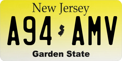 NJ license plate A94AMV