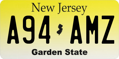 NJ license plate A94AMZ