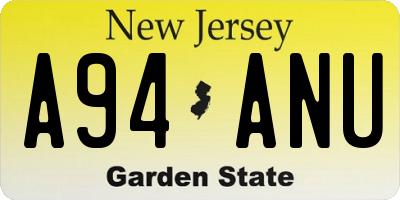 NJ license plate A94ANU