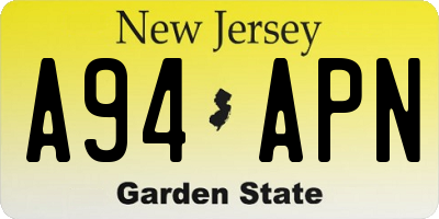 NJ license plate A94APN
