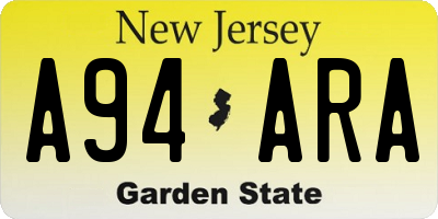 NJ license plate A94ARA