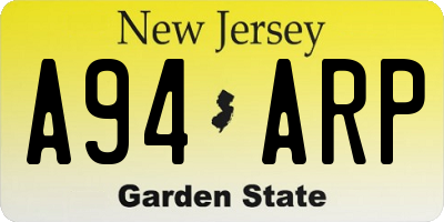 NJ license plate A94ARP