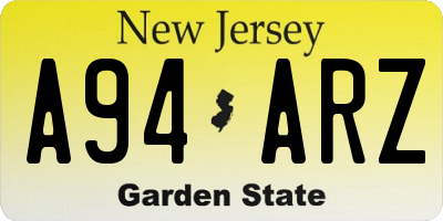 NJ license plate A94ARZ