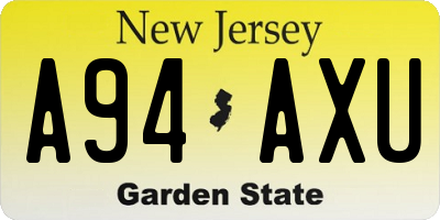 NJ license plate A94AXU