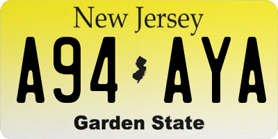 NJ license plate A94AYA