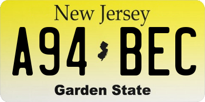 NJ license plate A94BEC