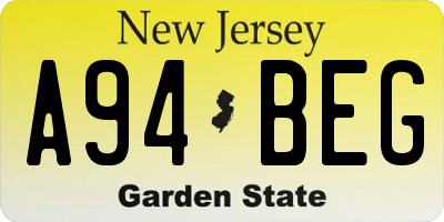 NJ license plate A94BEG