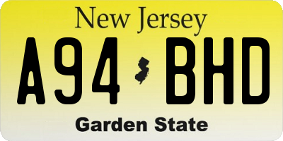NJ license plate A94BHD