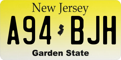 NJ license plate A94BJH