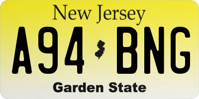 NJ license plate A94BNG