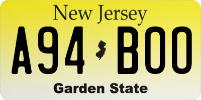 NJ license plate A94BOO