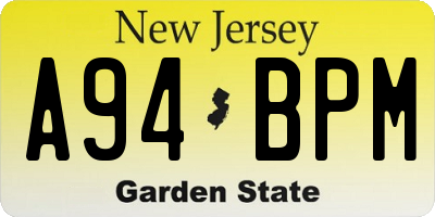 NJ license plate A94BPM