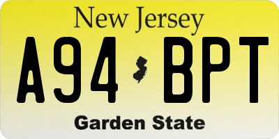 NJ license plate A94BPT