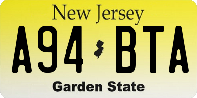 NJ license plate A94BTA