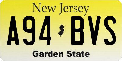 NJ license plate A94BVS