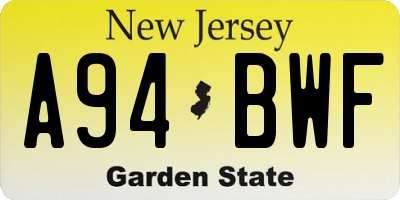 NJ license plate A94BWF