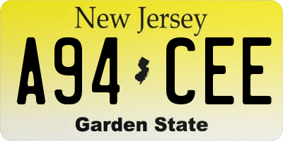 NJ license plate A94CEE
