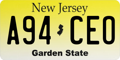 NJ license plate A94CEO