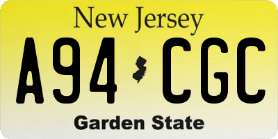 NJ license plate A94CGC