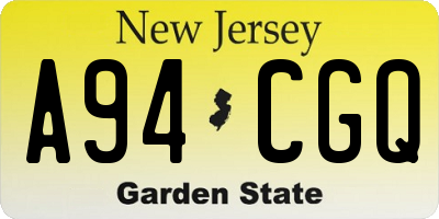 NJ license plate A94CGQ