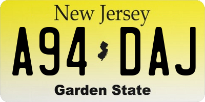 NJ license plate A94DAJ