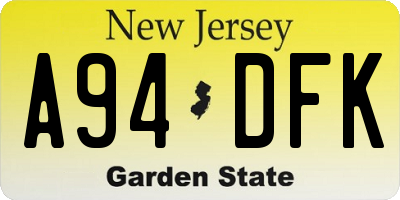 NJ license plate A94DFK