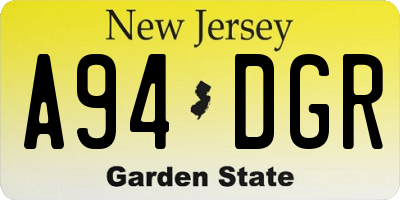 NJ license plate A94DGR