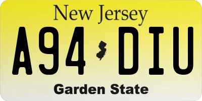 NJ license plate A94DIU
