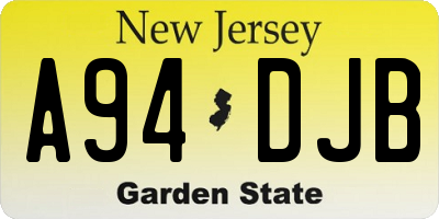 NJ license plate A94DJB
