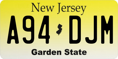 NJ license plate A94DJM