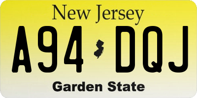 NJ license plate A94DQJ