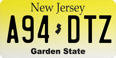 NJ license plate A94DTZ
