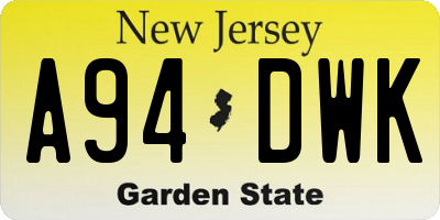 NJ license plate A94DWK