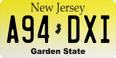 NJ license plate A94DXI