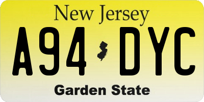 NJ license plate A94DYC