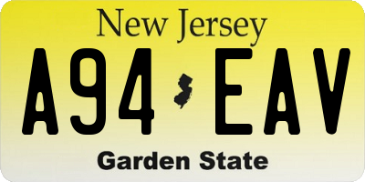 NJ license plate A94EAV