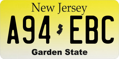 NJ license plate A94EBC