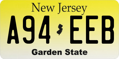NJ license plate A94EEB