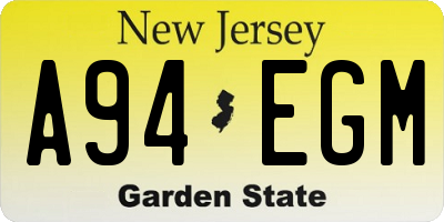 NJ license plate A94EGM