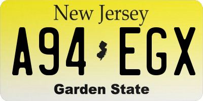 NJ license plate A94EGX