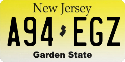 NJ license plate A94EGZ